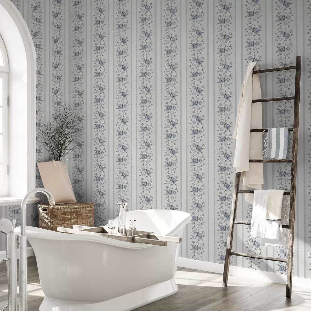 Taustakuva Siniset ruusut pystysuorina raidoina vaalealla taustalla a00860