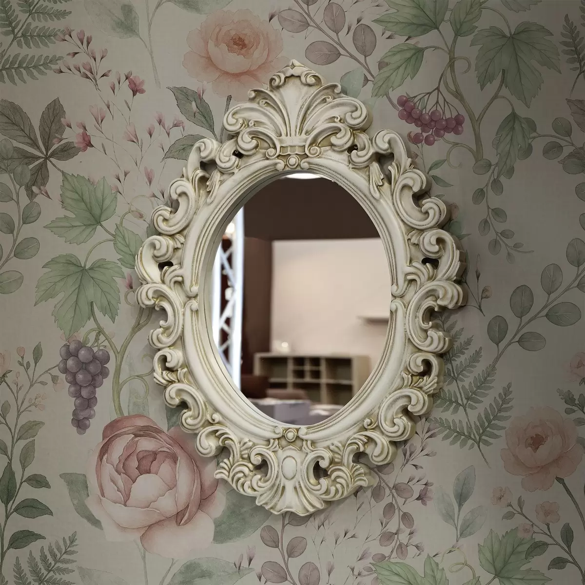 Taustakuva Pastellivärinen puutarha, jossa on ruusuja, saniaisia ja viinirypäleitä a00867