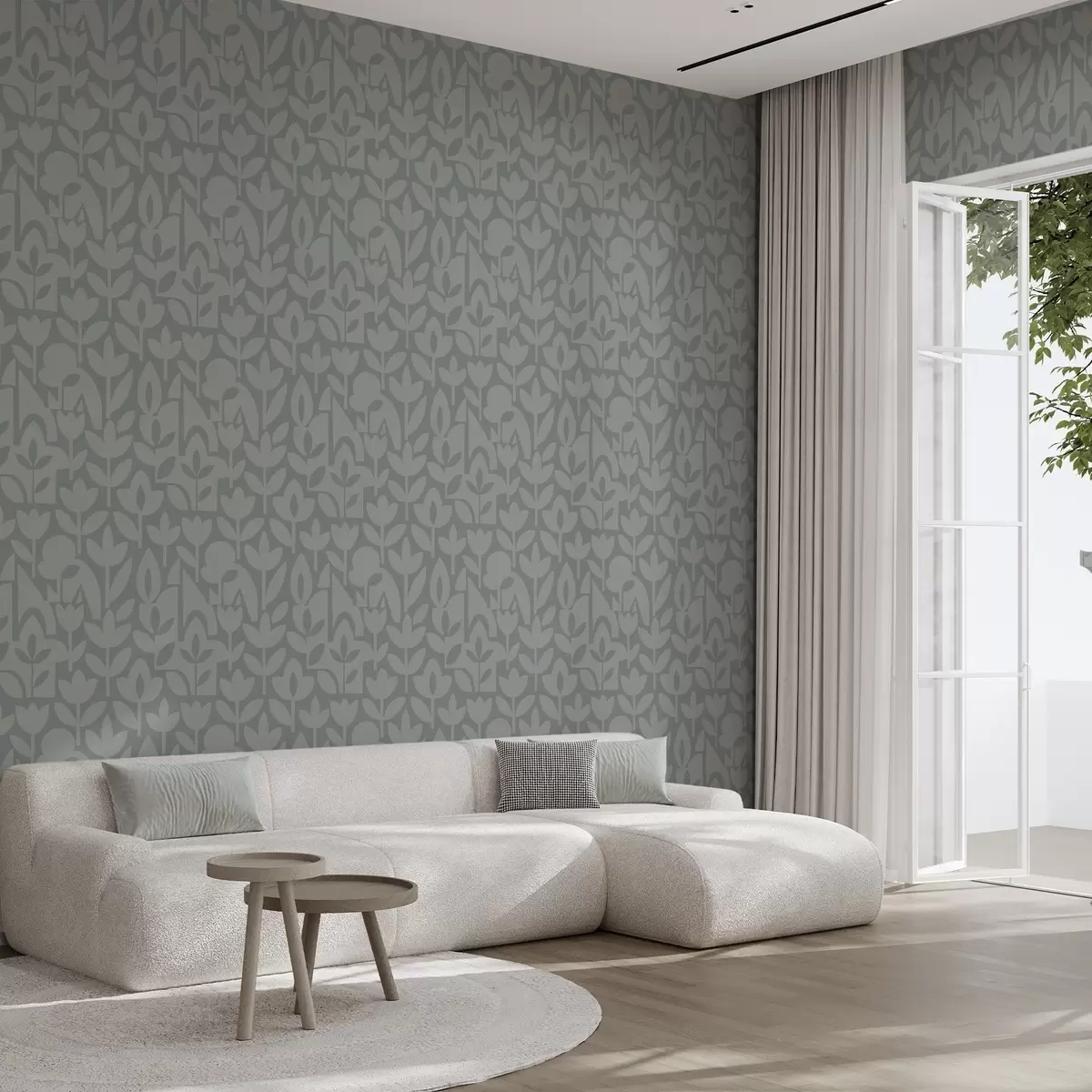 Taustakuva Geometriset kukkakuvioinnit liuskekivensinisellä pohjalla a00875