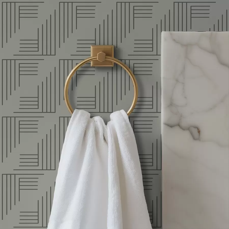 Valokuvatapetti Lineaariset kulmablokit, jotka muodostavat neliöitä lämpimällä harmaalla a00907