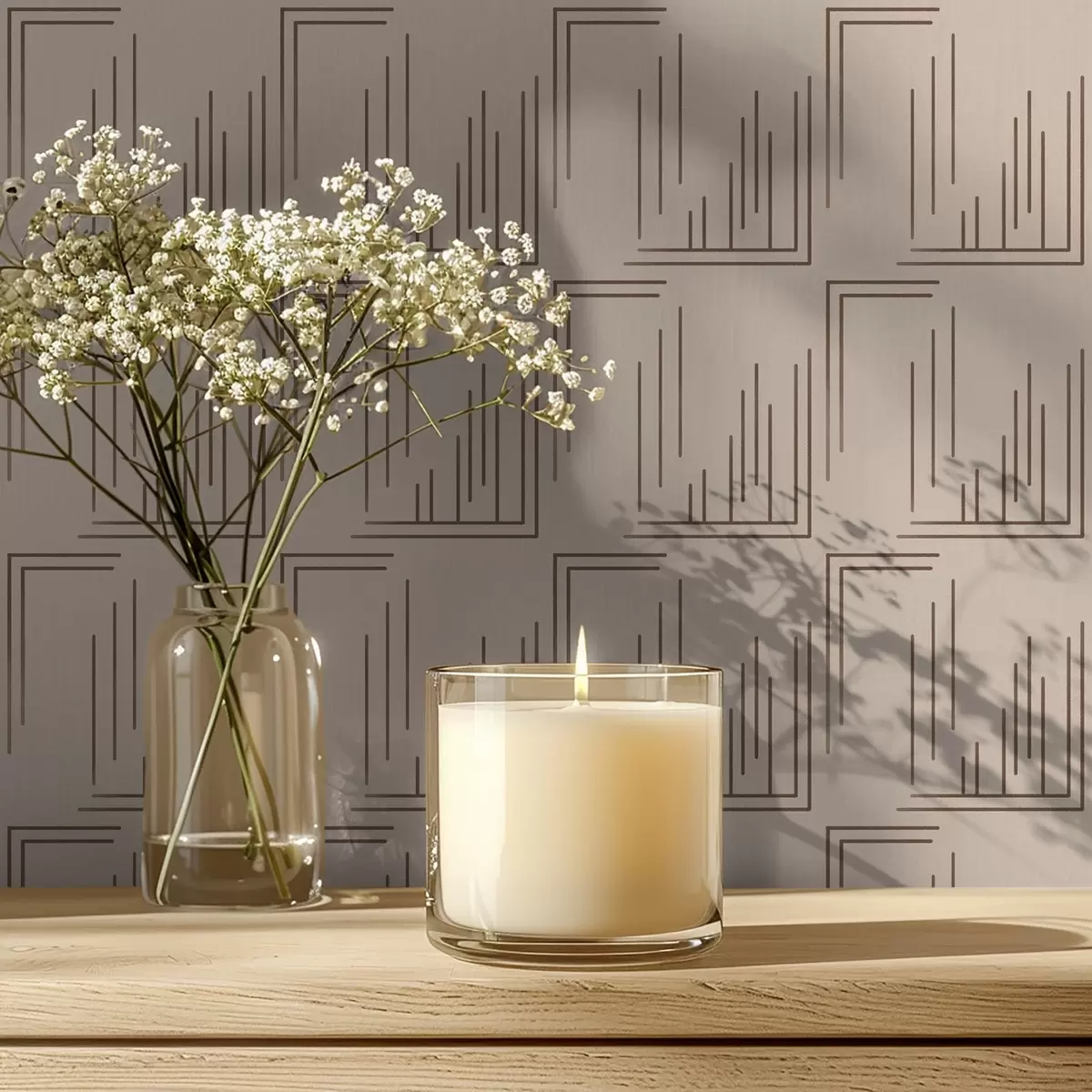 Taustakuva Kakaonväriset kulmikkaat neliöt lämpimällä beigellä pohjalla a00910