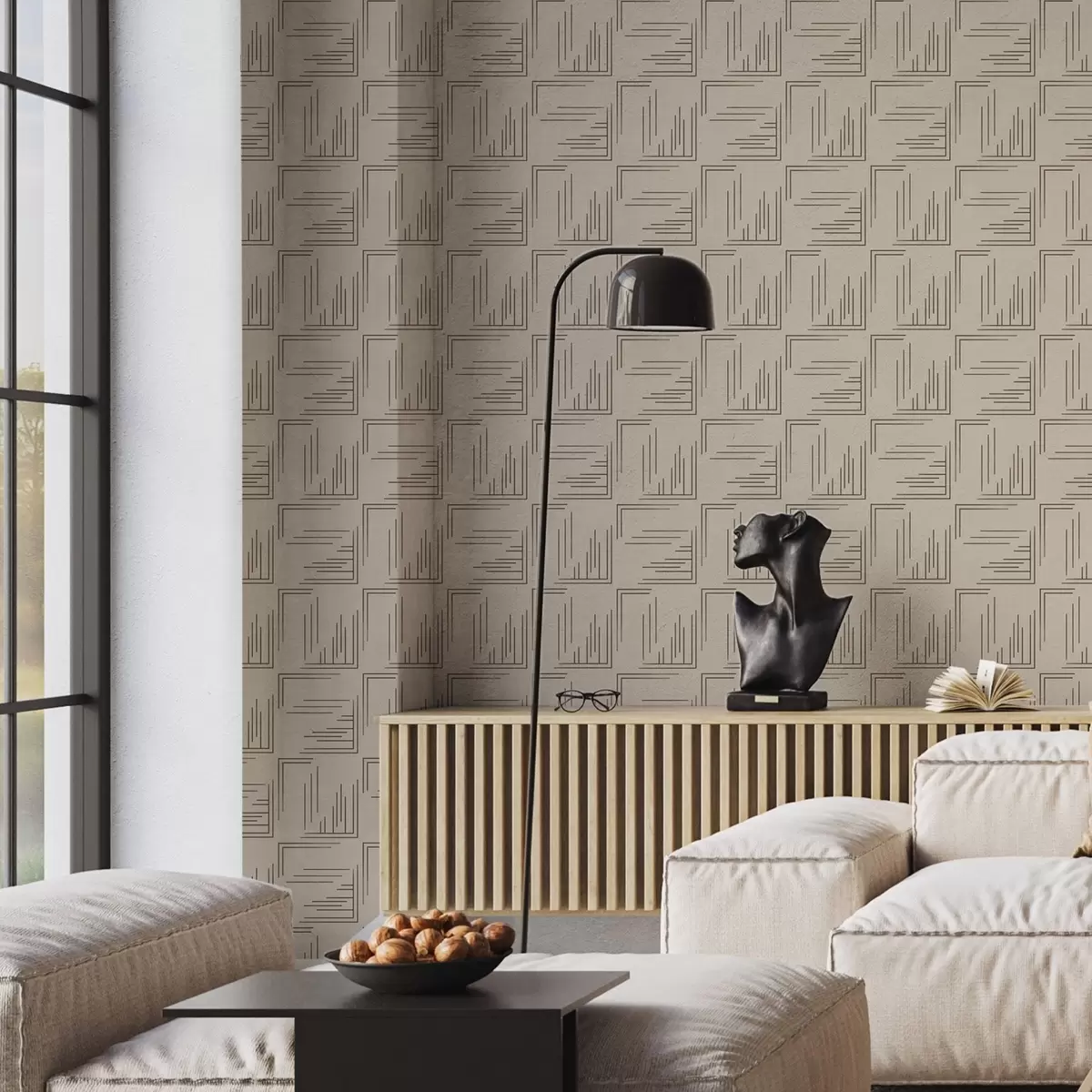 Taustakuva Suuret kaakaonurkkausneliöt, joissa on erilaisia viivalla täytettyjä kuvioita, hiekka a00913