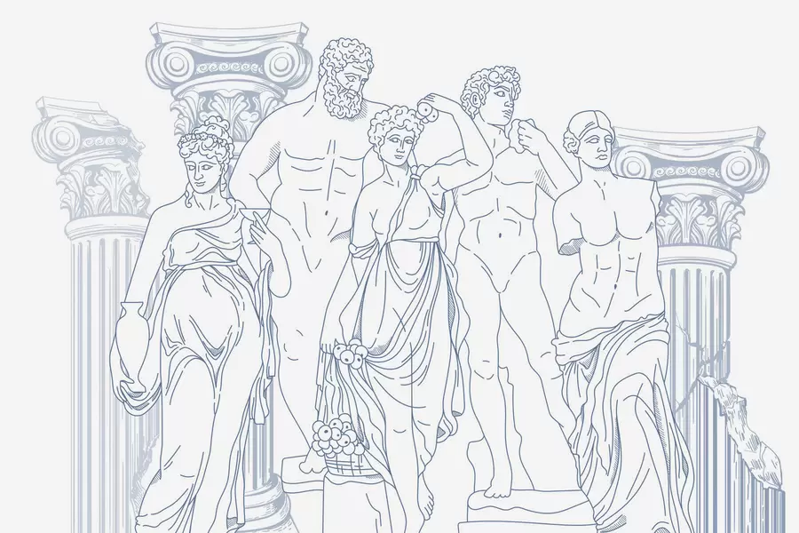 Valokuvatapetti Muinaiset ihmiset ja pylväät w04865