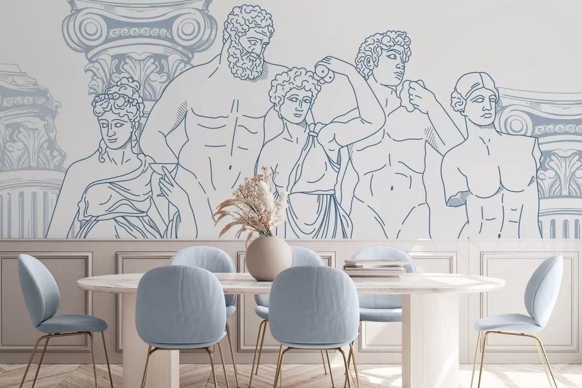 Valokuvatapetti Muinaiset ihmiset ja pylväät w04865