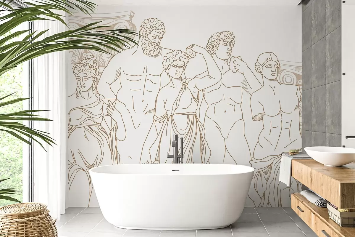 Valokuvatapetti Muinaiset ihmiset ja pylväät w04865v1