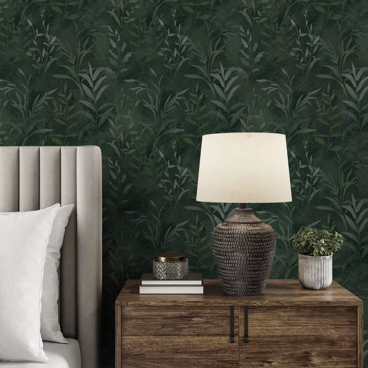 Taustakuva Tummanvihreä tausta, jossa läpikuultavat lehtien oksat a00888