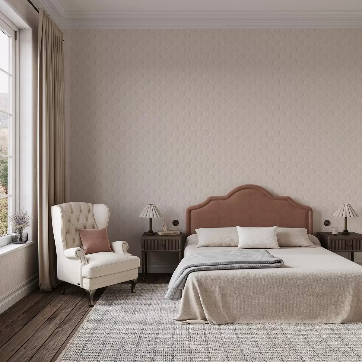 Taustakuva Pienet kaari-moduulit lämpimissä kermanbeigen sävyissä a00924