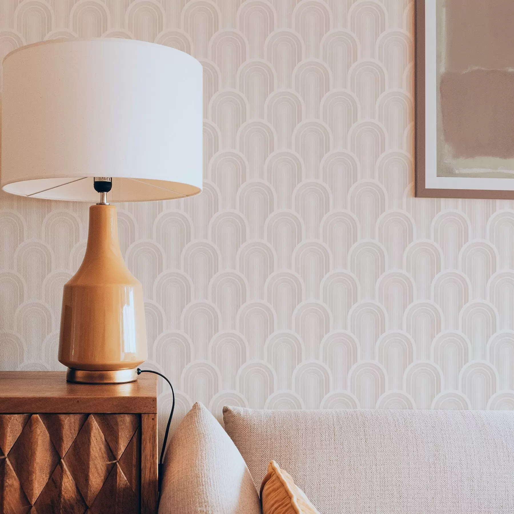 Valokuvatapetti Pienet kaari-moduulit lämpimissä kermanbeigen sävyissä a00924