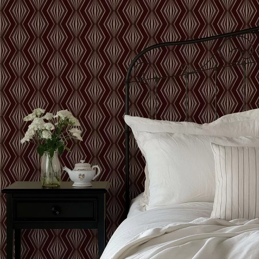 Valokuvatapetti Viininruskea tausta ja timanttinen geometrinen kuvio a00925v1