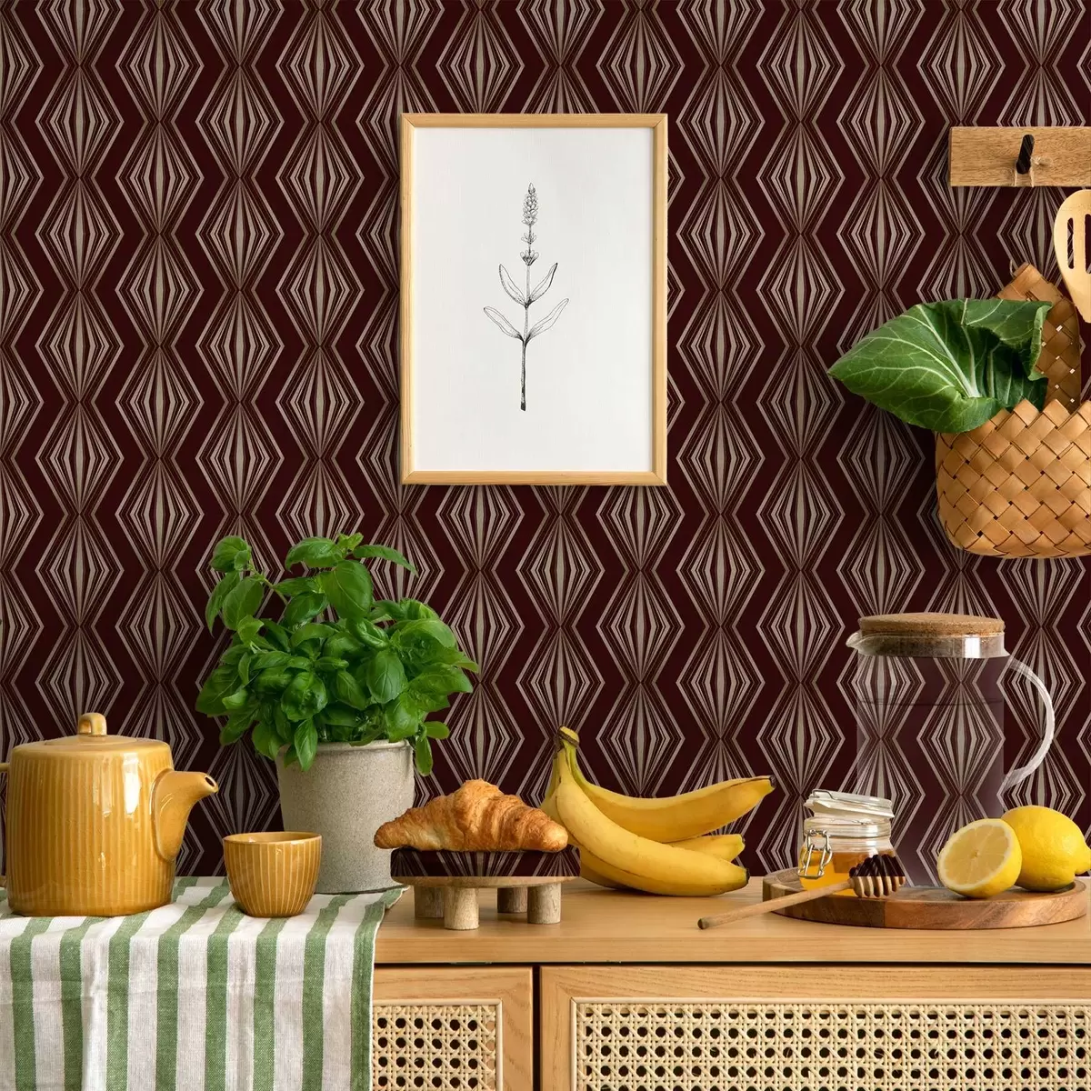 Taustakuva Viininruskea tausta ja timanttinen geometrinen kuvio a00925v1