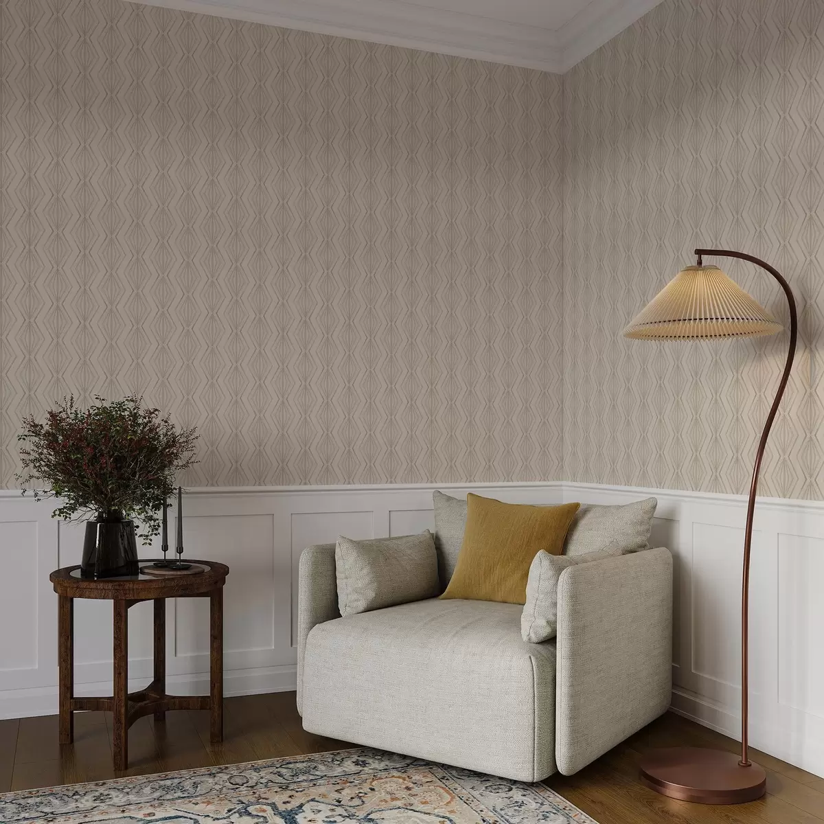 Taustakuva Kevyt timanttikoriste rauhallisissa beige-sävyissä a00925v2