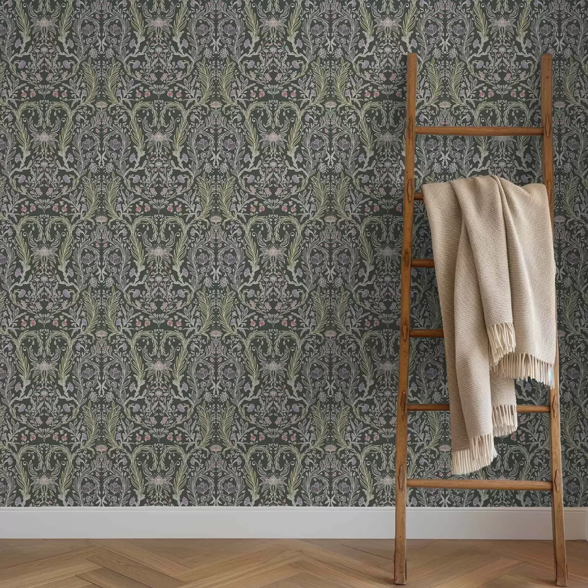 Taustakuva Symmetrinen kukka-koriste tummanvihreällä taustalla a00928