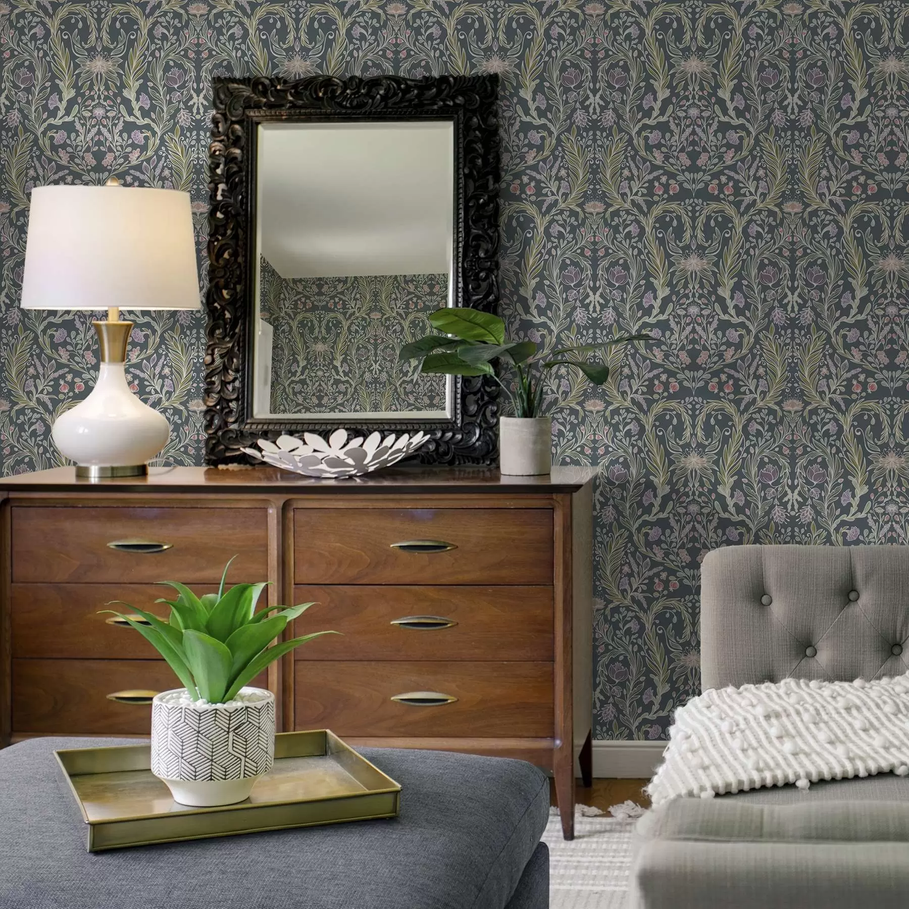 Valokuvatapetti Sama koriste viileällä harmaansinisellä taustalla a00928v1