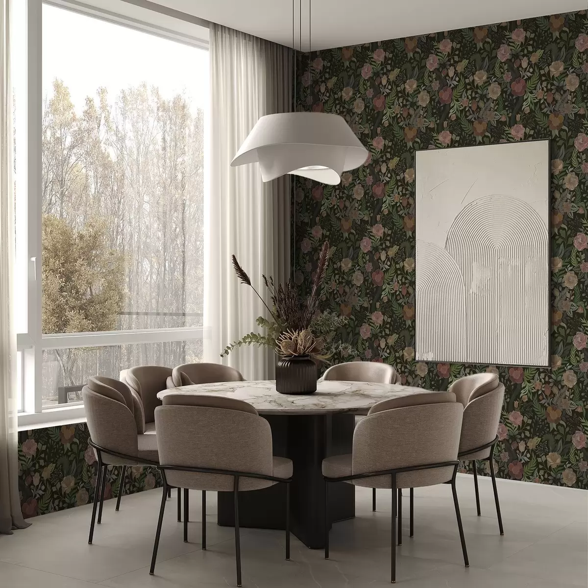 Taustakuva Rikkaat kukat ja vehreys syvällä tummalla taustalla a00932