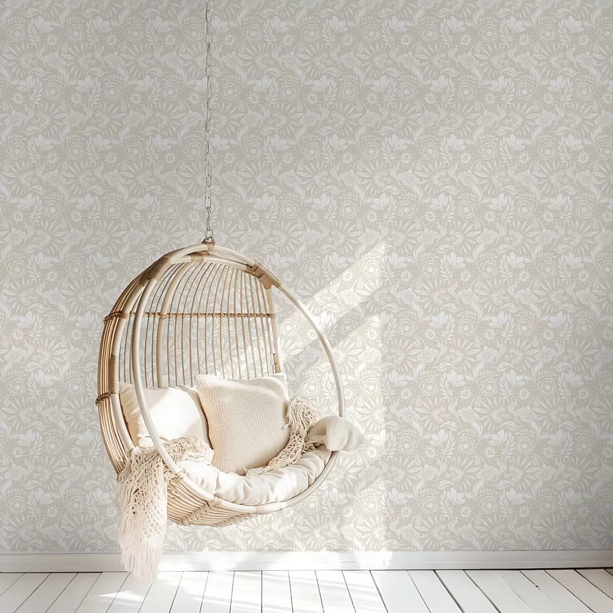 Taustakuva Valkoinen lineaarinen kukkakoriste beige-taustalla a00956