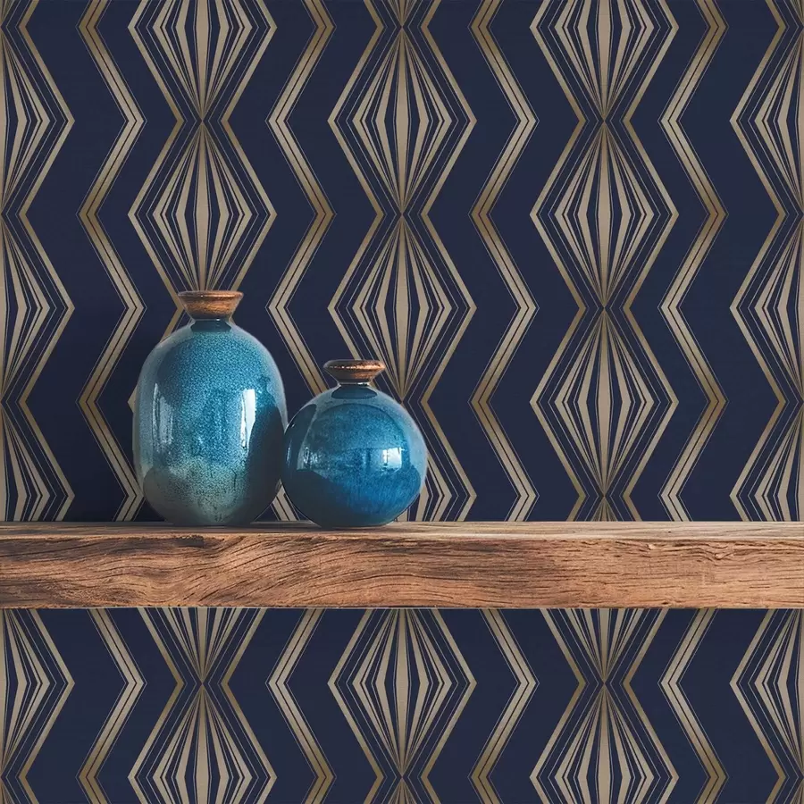 Valokuvatapetti Tummansininen timanttinen geometrinen kuvio a00973