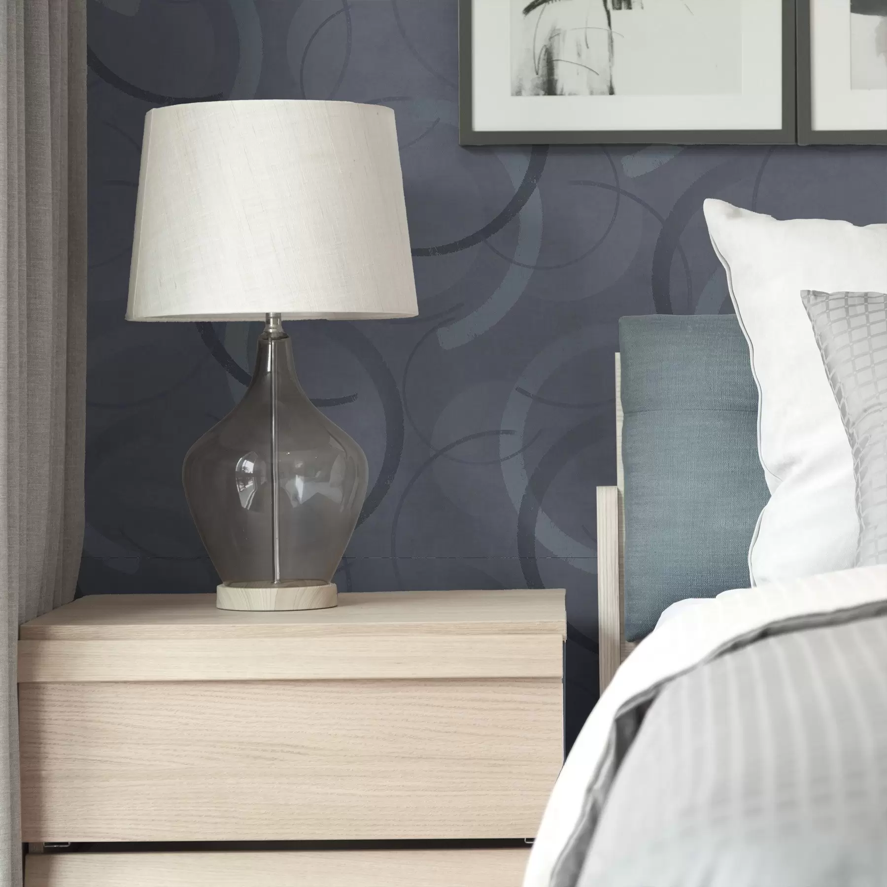 Valokuvatapetti Puolipyörät ja pehmeät ympyrät viileässä harmaansinisessä värimaailmassa a00980