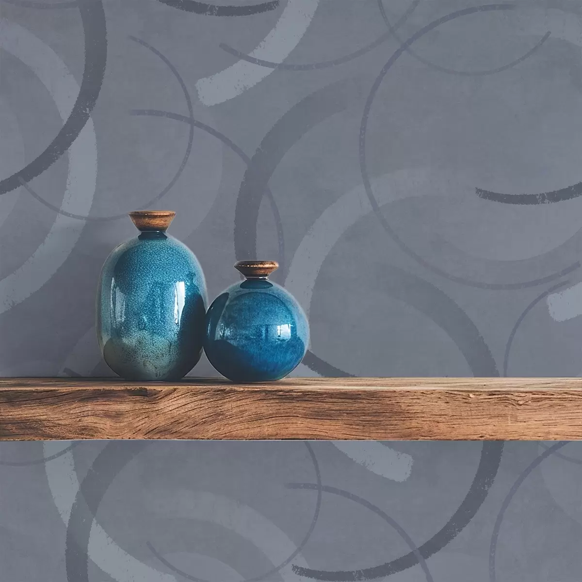 Taustakuva Puolipyörät ja pehmeät ympyrät viileässä harmaansinisessä värimaailmassa a00980