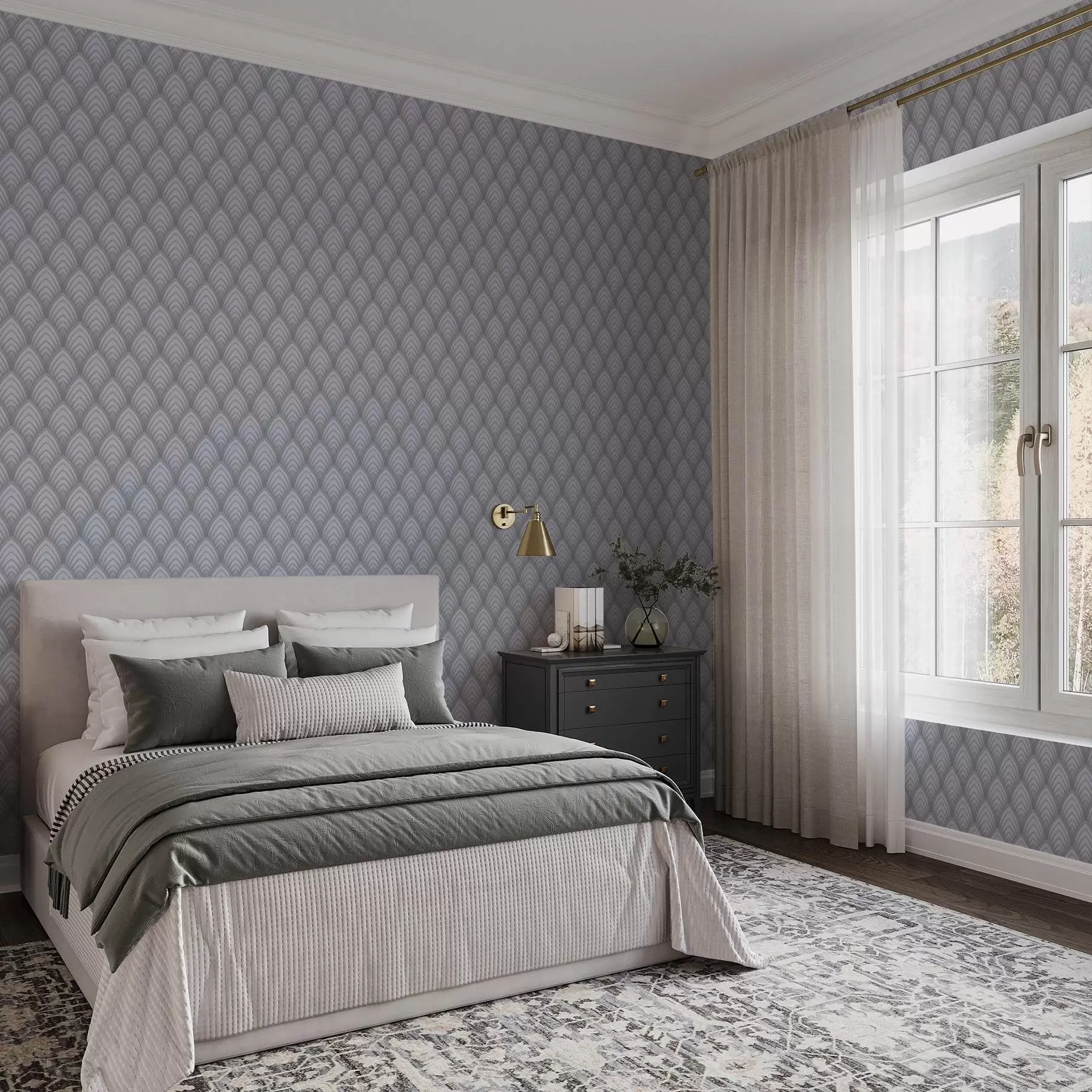 Valokuvatapetti Volumetriset harmaasävyiset kaaret pehmeällä gradientilla a00989