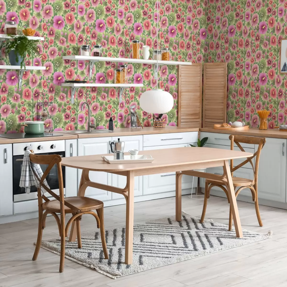 Taustakuva Suuret hibiskikukat ja lehdet tummanvihreällä taustalla a00993