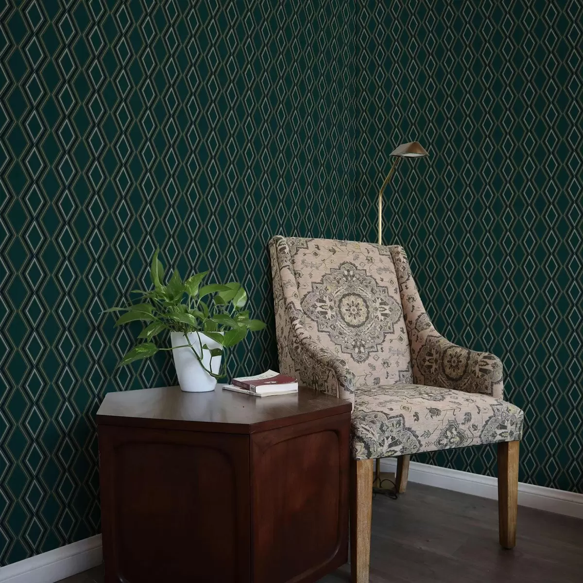 Taustakuva Tumman sinivihreä tausta, jossa pystysuuntaisia timanttirivejä a00976