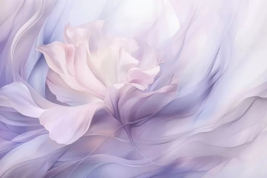 Valokuvatapetti Hellävarainen terälehtien sumu: ilmava kukka pastellilila sumussa w09517