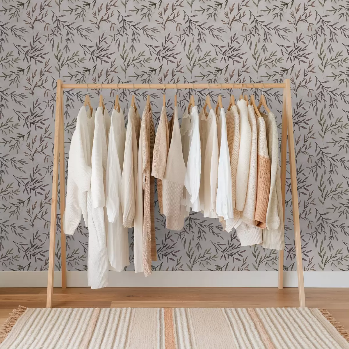 Taustakuva Moniväriset oksat ja lehdet vaalealla taustalla a00936v3