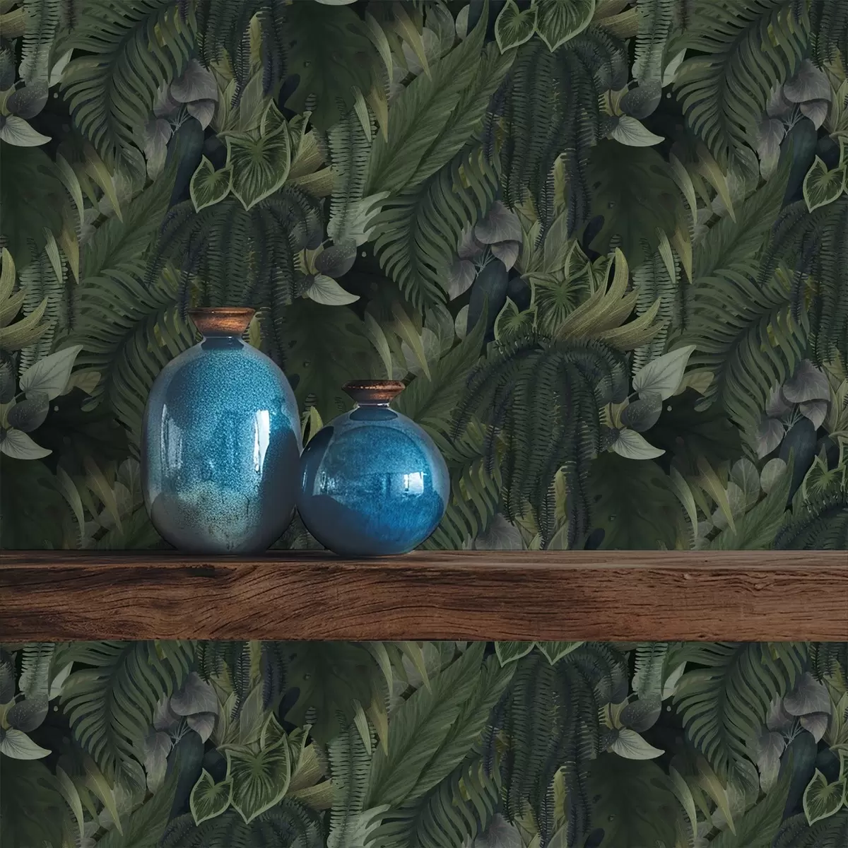 Taustakuva Tiheä trooppinen kasvillisuus syvänvihreissä pusikoissa a00943