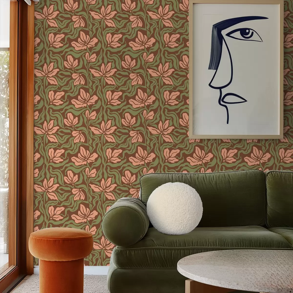 Taustakuva Persikan kukat ja vehreys tummanruskealla taustalla a00958v2