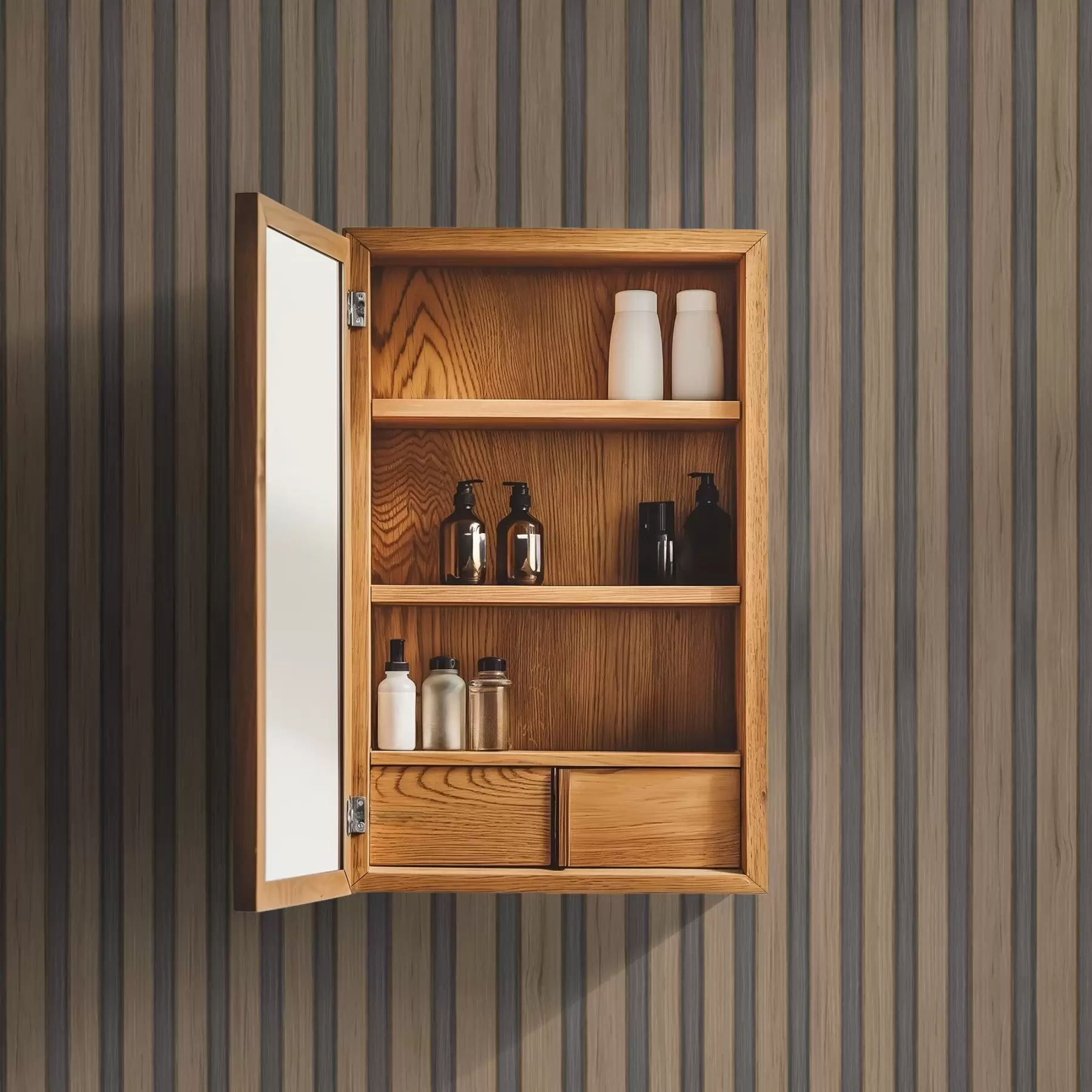 Valokuvatapetti Pystysuorat puusäleet tummanharmailla inserttien kanssa a00991