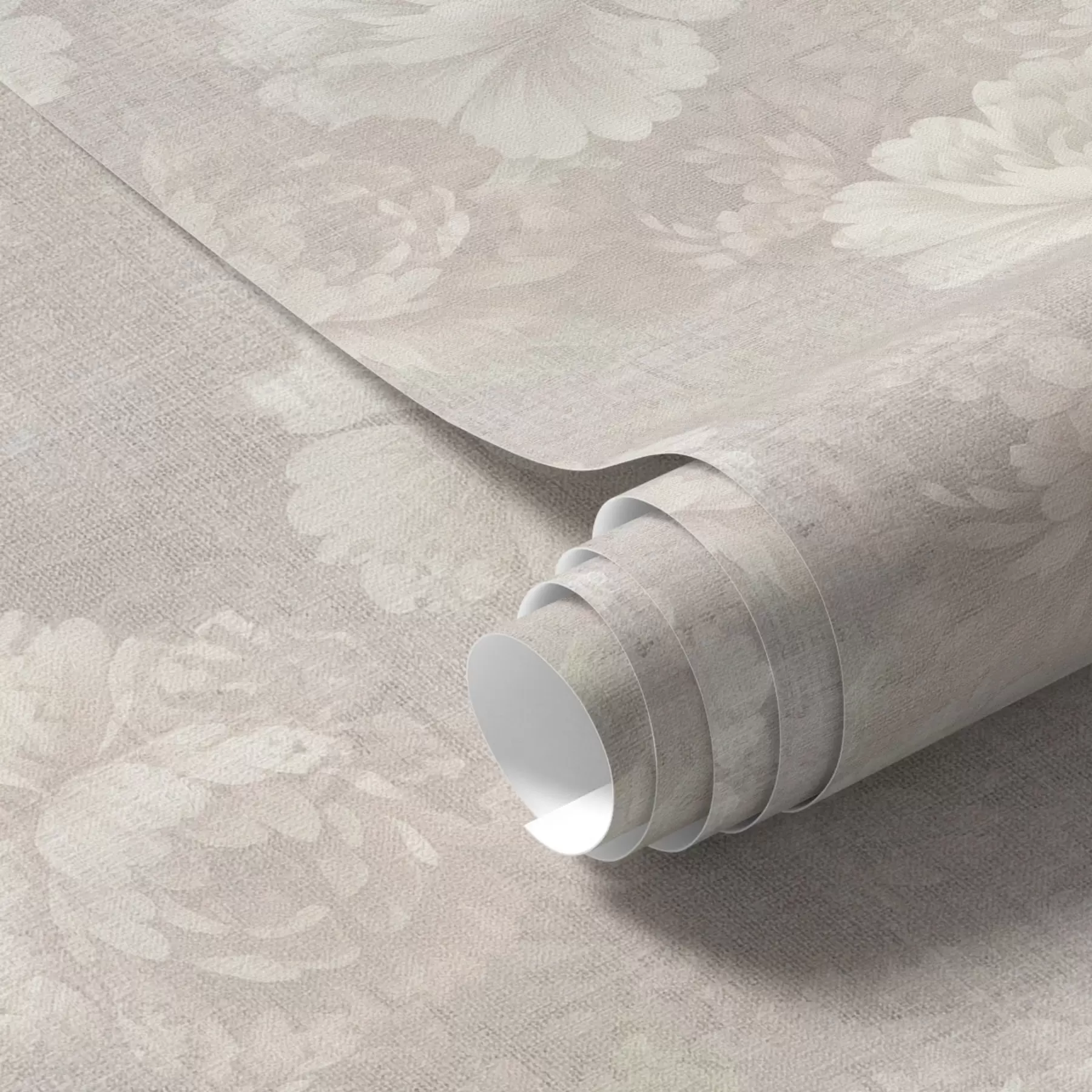 Valokuvatapetti Haaleat pionit pellavakankaalla pehmeässä beige-sävyissä a01018