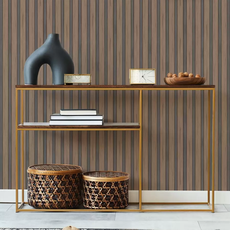 Valokuvatapetti Pystysuorat puusäleet tummilla inserttiosilla a01054