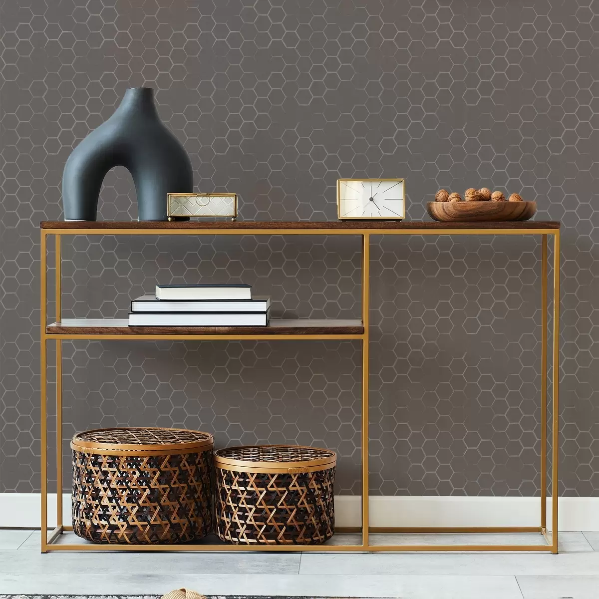 Taustakuva Tiheä kuusikulmainen kuvio pehmeissä harmaissa sävyissä a01060v2