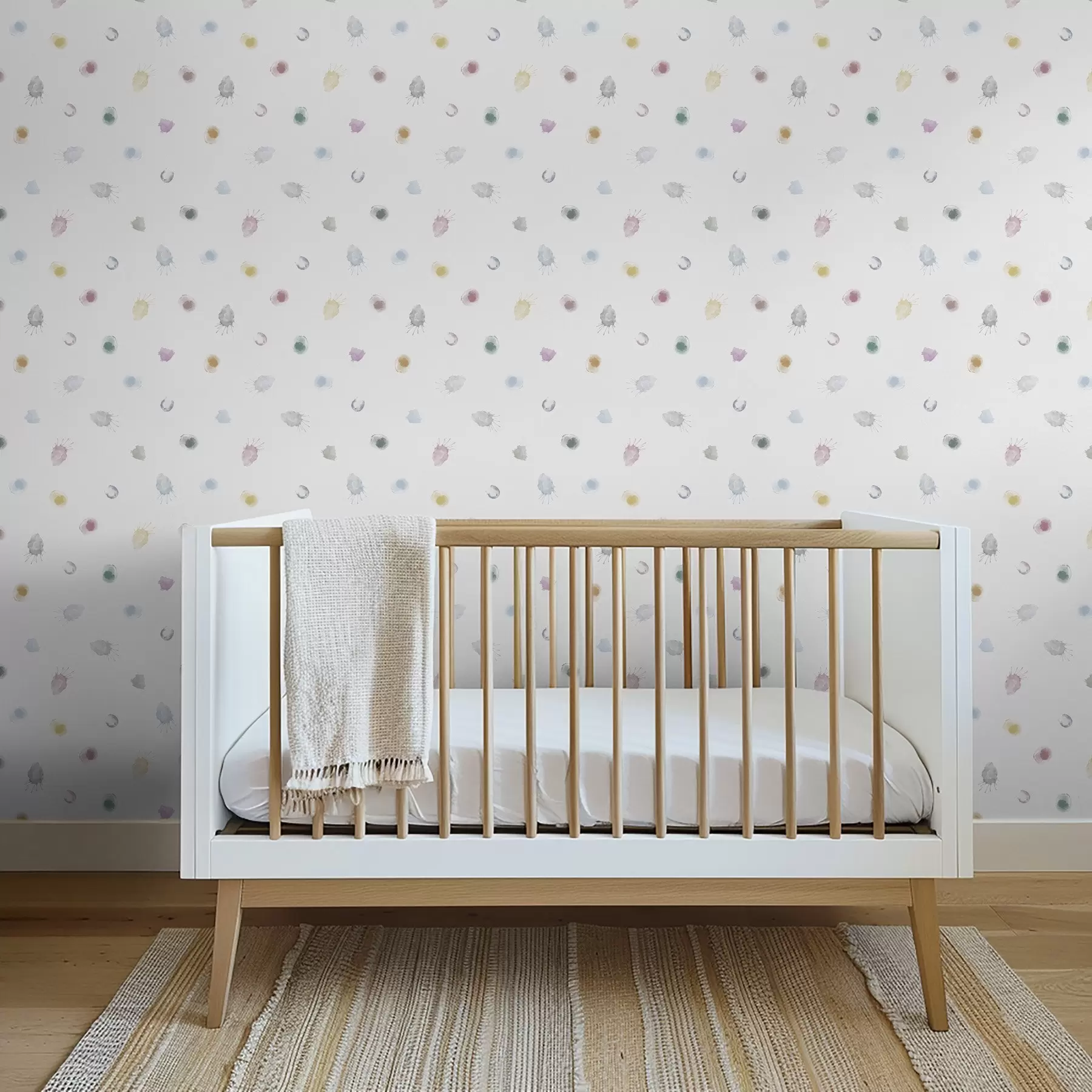 Valokuvatapetti Suuret värikkäät vesiväripisteet valkoisella paperilla a01062