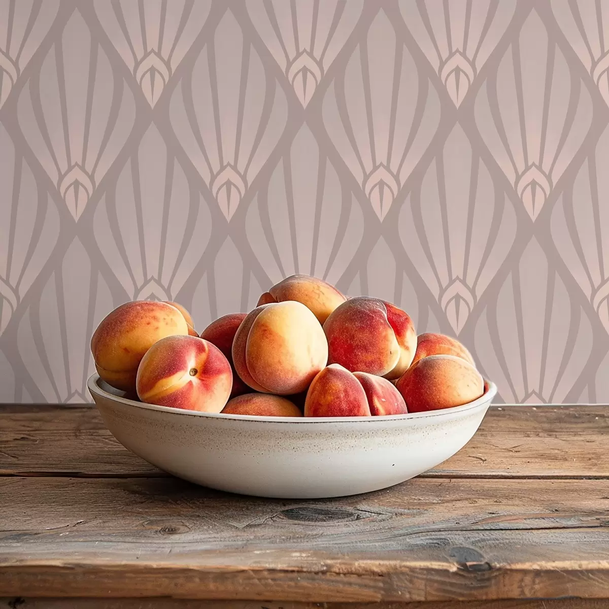 Taustakuva Pölyinen beige Art Deco pehmeillä tuulettimilla a01064v1