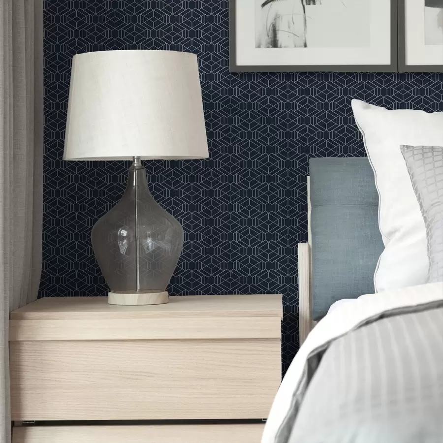 Valokuvatapetti Tumman sininen geometrinen kuutioiden ristikko a01066v1