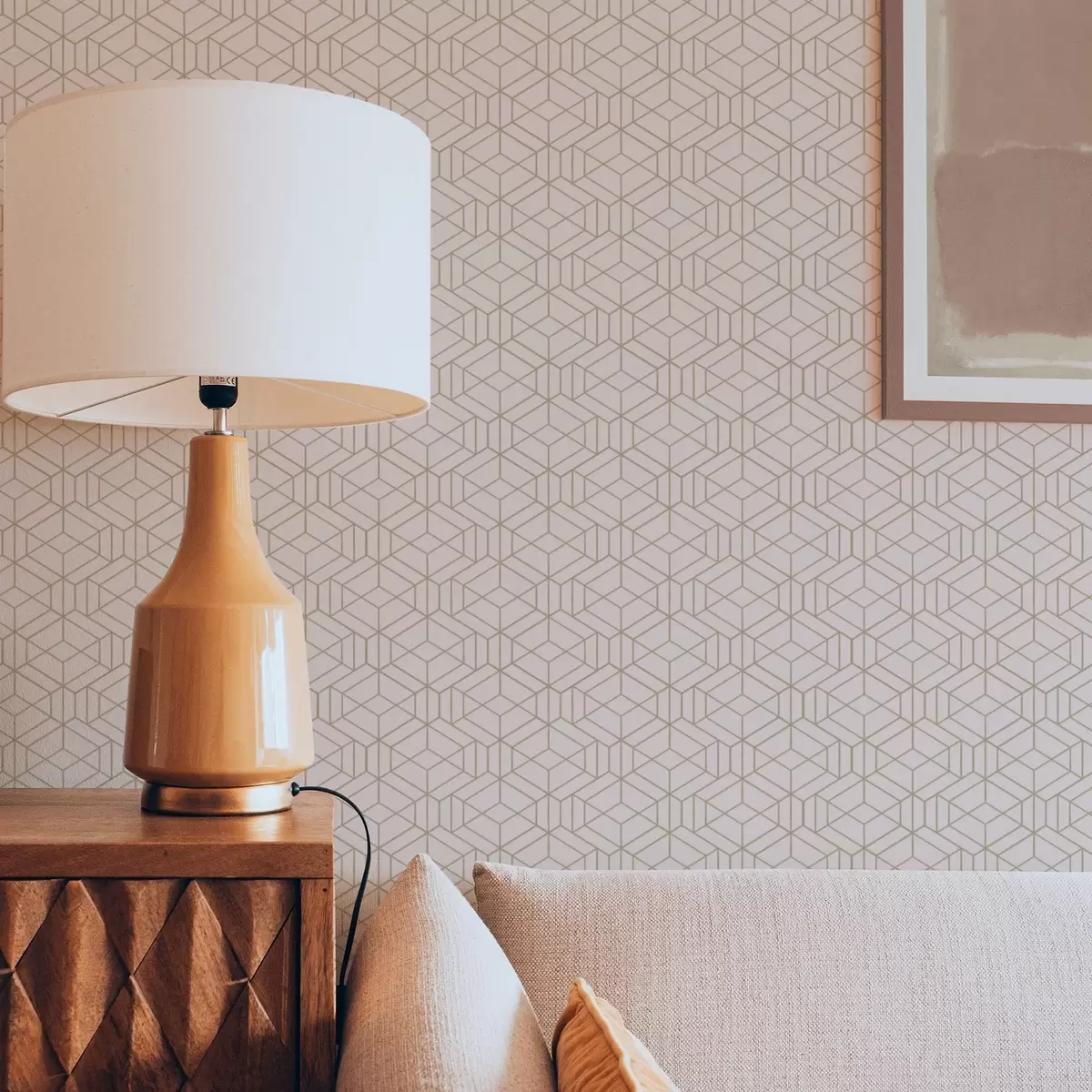 Taustakuva Lämmin beige tausta, jossa hienoja graafisia kuutioita a01067v3