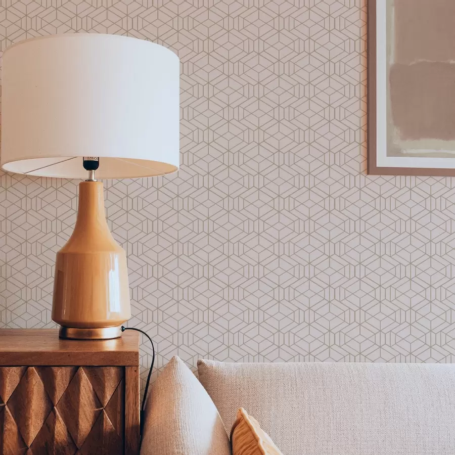 Valokuvatapetti Lämmin beige tausta, jossa hienoja graafisia kuutioita a01067v3