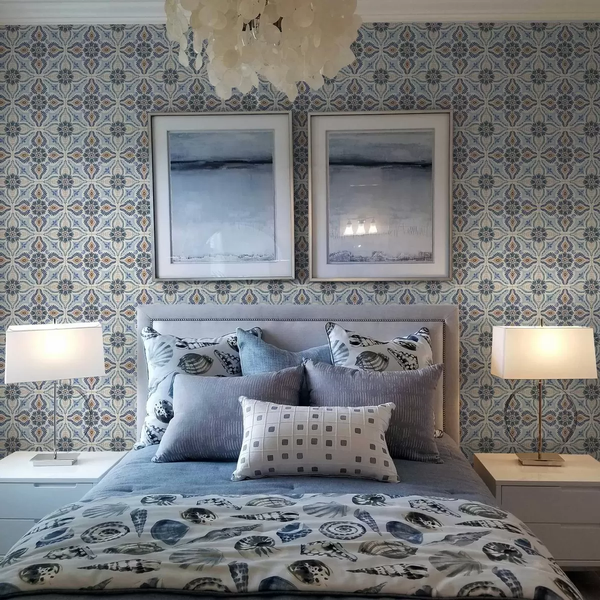 Taustakuva Sinibeige tiilikuviollinen koriste, maalattu vesiväreillä a01085