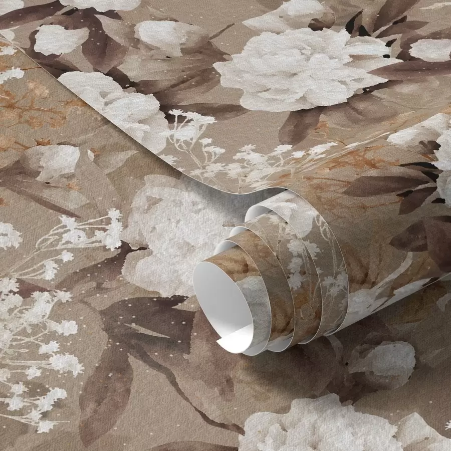 Valokuvatapetti Lämmin beige pionit teksturoidulla taustalla a01087