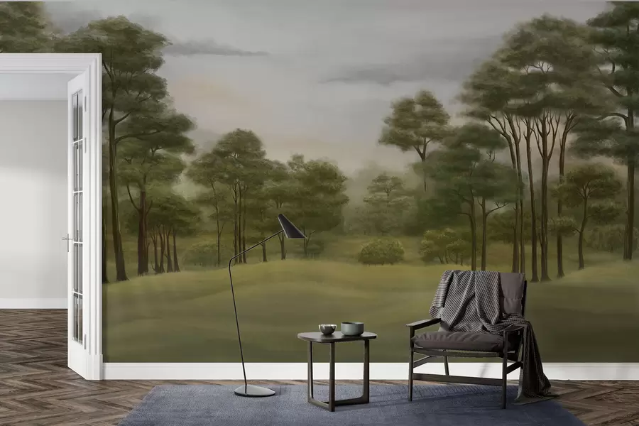 Valokuvatapetti Rauhallinen metsämaisema pehmeissä sävyissä w02193