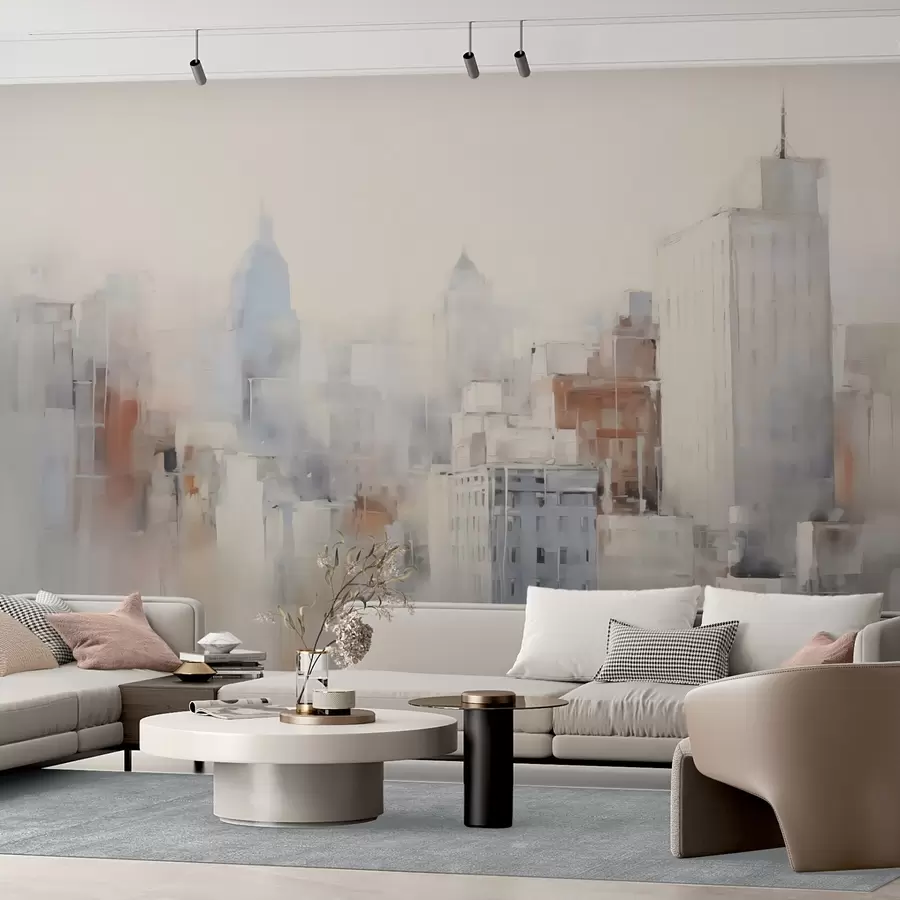 Valokuvatapetti Abstrakti kaupunki maalauksen jäljitelmä w04897