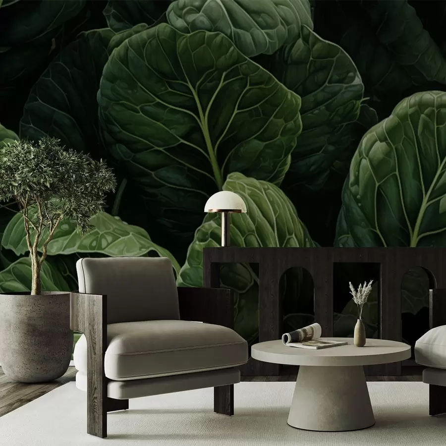 Valokuvatapetti Leikkisät vihreät lehdet w05043