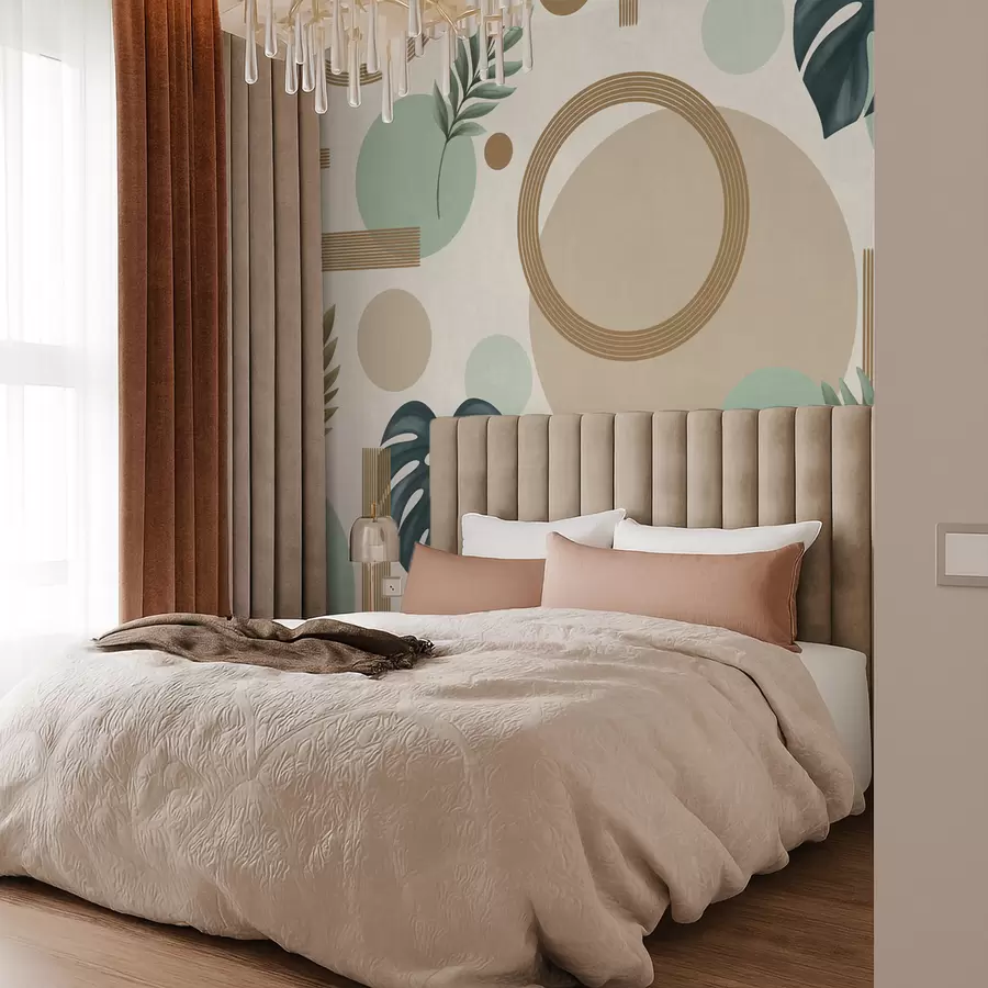 Valokuvatapetti Geometrinen kuvio vihreillä lehdillä w05018v1