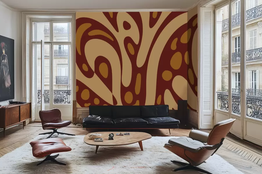 Valokuvatapetti Abstrakti kuvio, jossa on ruskeita ja beigejä muotoja w05071v2