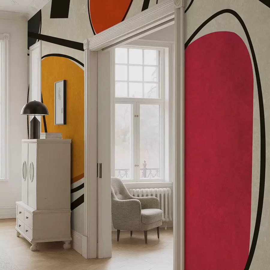 Valokuvatapetti Abstraktit muodot ja viivat rohkeilla värialueilla w05017