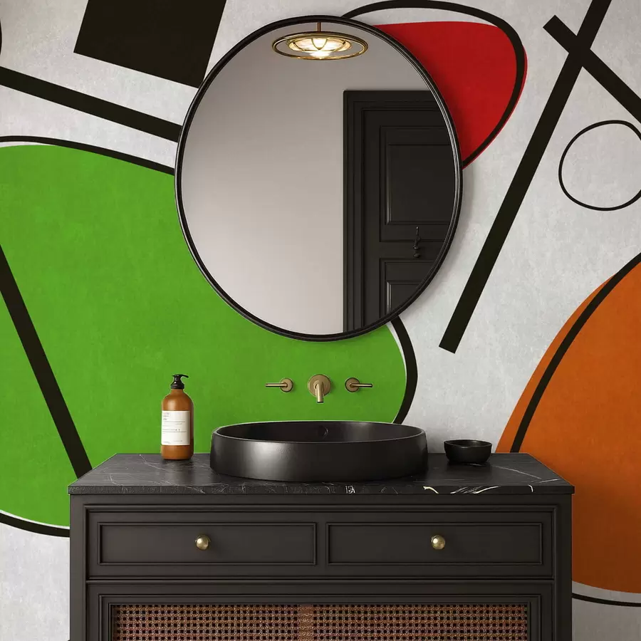 Valokuvatapetti Abstraktit geometriset muodot viivoilla ja rohkeilla värialueilla w05017v1