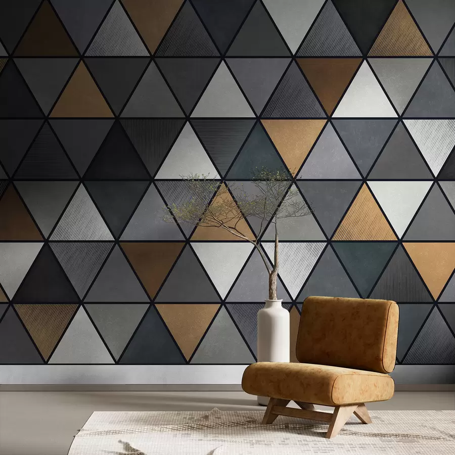 Valokuvatapetti Kolmiokuvio harmailla ja lämpimillä sävyillä w05095v1