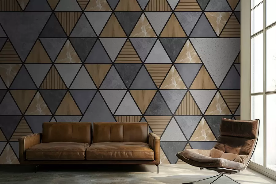 Valokuvatapetti Kolmiomainen koriste neutraaleilla ja lämpimillä väreillä w05096v1