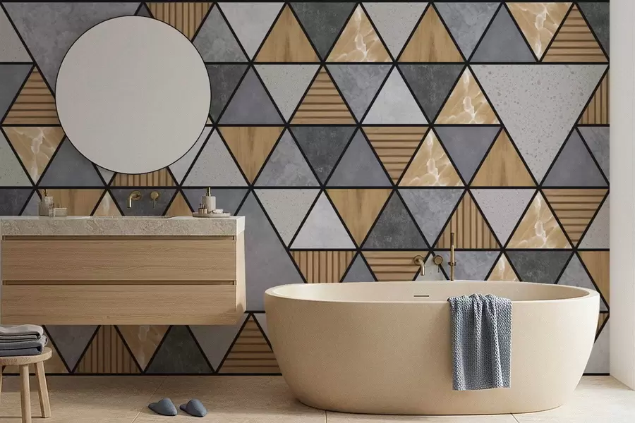 Valokuvatapetti Kolmiomainen koriste neutraaleilla ja lämpimillä väreillä w05096v1